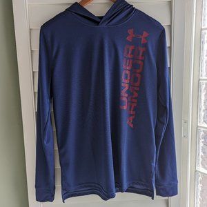 Under Armour UA Tech Textured Boys Navy Long Sleeve Hoodie Like New! Loose